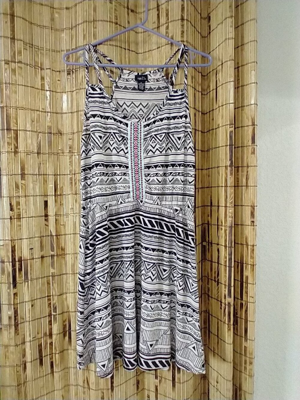 Rue21 Black & White Aztec Geometric Print Strappy Back Midi Dress Size XL